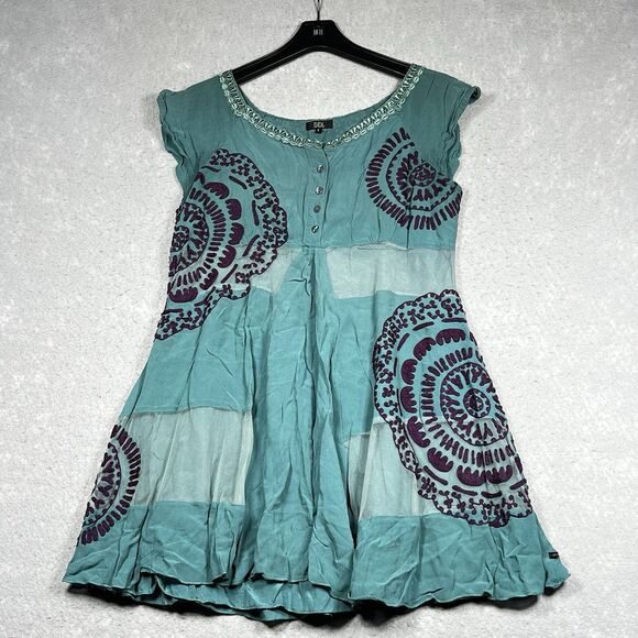 Vintage Didi Blouse Womens Size 7 Embellished Top Floral Ruffle Short Sleeve - Picture 1 of 13